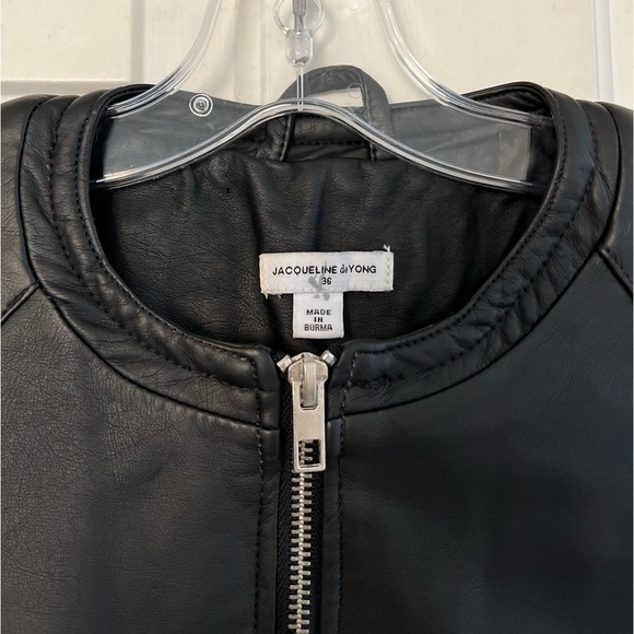 Jacqueline de Yong Dream Faux Leather Cropped Jacket Black 36 - Picture 7 of 16